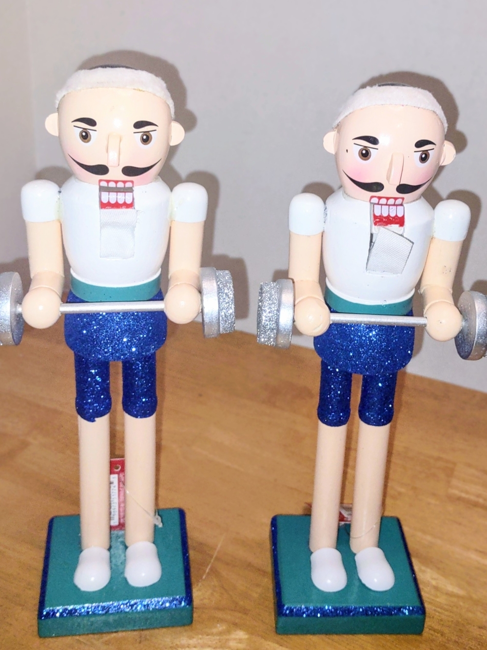 Ashland Blue Glitter Weightlifter Nutcracker Pair